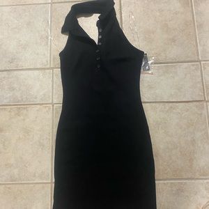 Ardene black ribbed polo mini dress. Size small